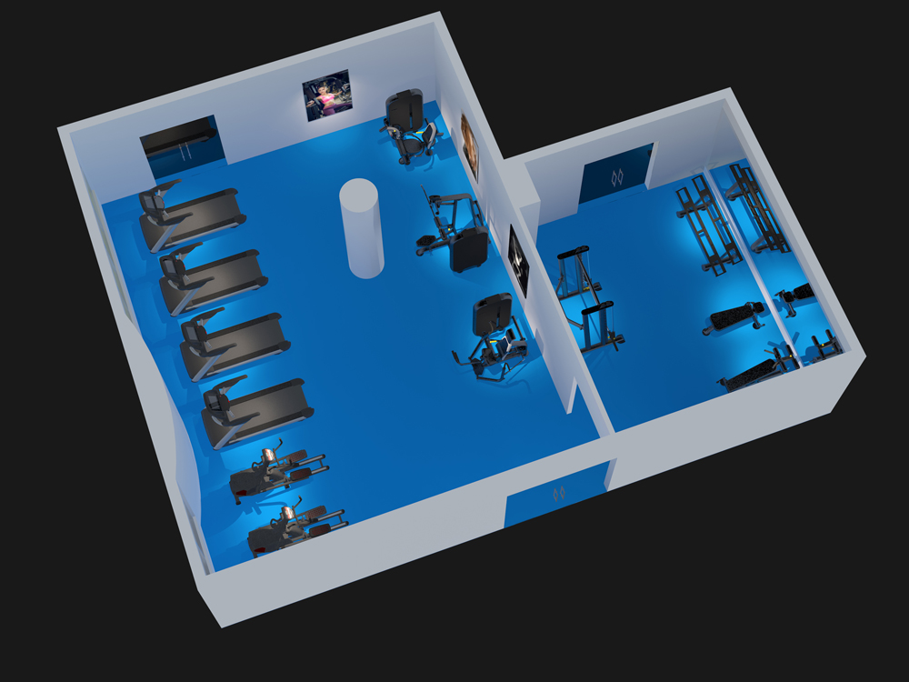 100㎡企事業健身房規劃方案